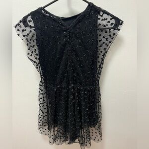 Sheer Black Heart Patterned Top